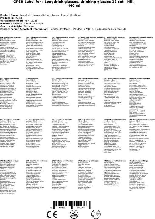 Produktbild Pasabahce Hillongdrinkglas ml - er SET (0.44 l, 1 x)