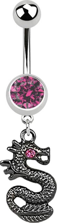 Immagine prodotto Star Piercing Banana in argento con ciondolo drago nero rosa (senza ottone, Acciaio chirurgico 316L)