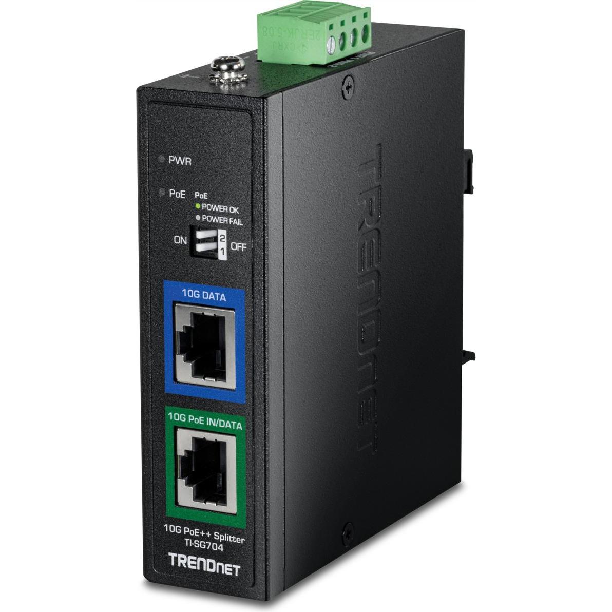 Trendnet Industrial 10G PoE++ Splitter (2 porte), Switch di rete, Nero