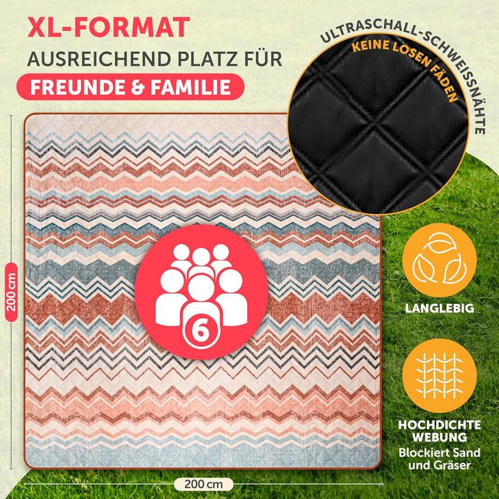 Immagine prodotto Blumtal Wasserabweisende Picknickdecke (200x200 cm)