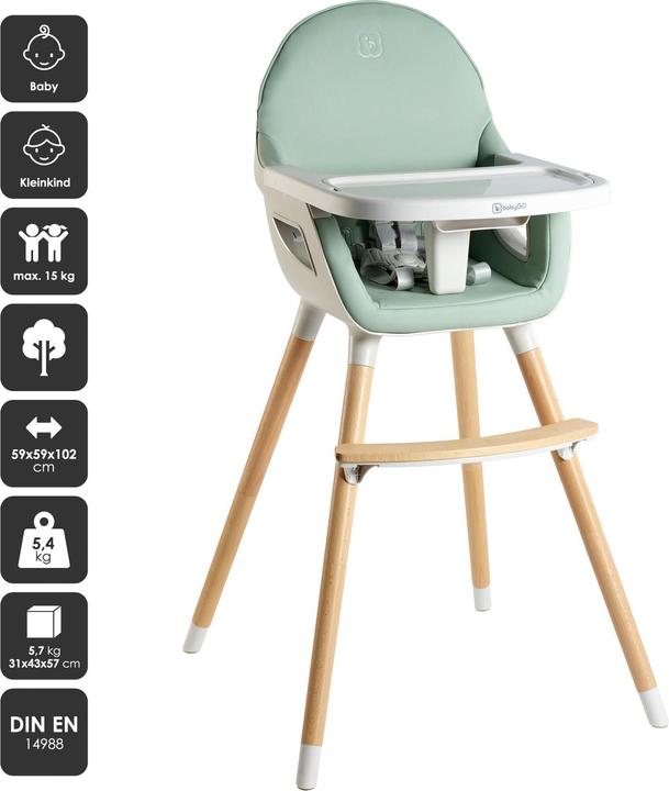Actual product image BabyGo Skandi high chair green (Highchair)