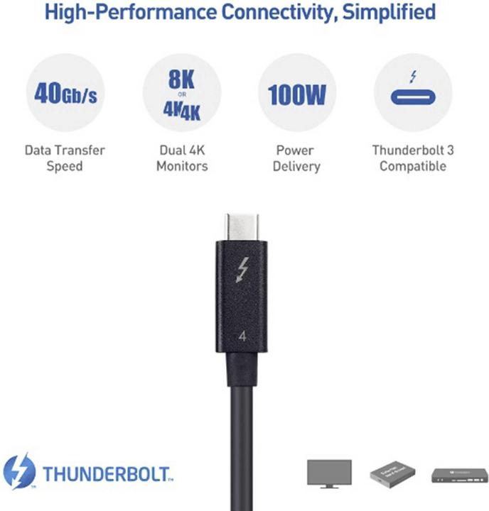 Image du produit Renkforce Câble Thunderbolt™ Thunderbolt™ 4 Thunderbolt™ (USB-C®) mâle, Thund (0.80 m, USB 4.0)