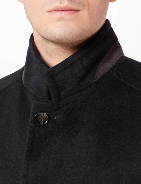 Actual product image Bugatti Classic Stand Collar Coat with Slant Pockets and Contrasting Lower Collar