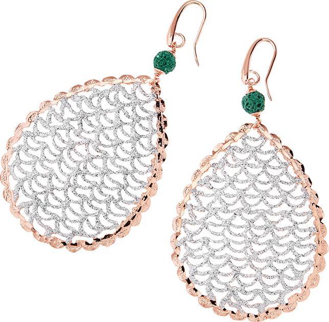 Immagine prodotto Ottaviani Orecchini in bronzo oro rosa con glitter argento e pietre vulcaniche