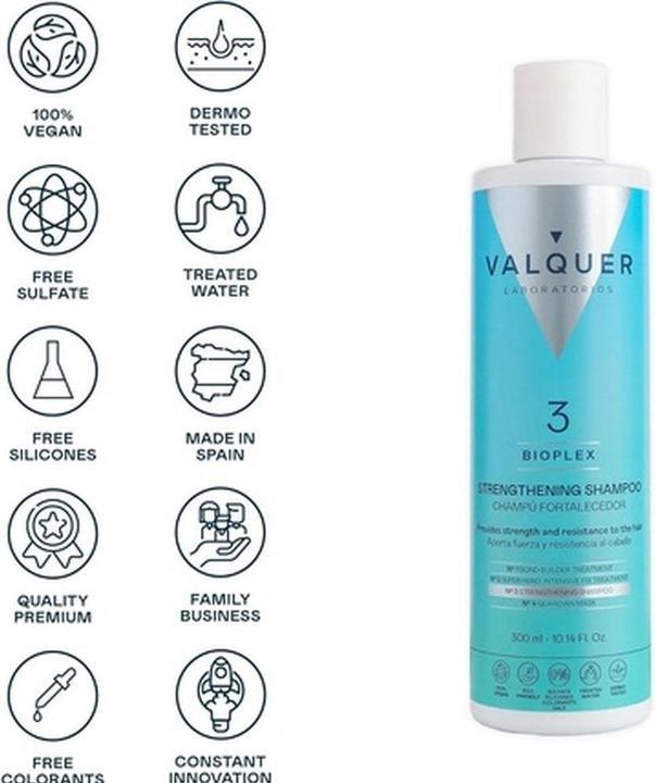 Immagine prodotto Valquer Bioplex No3 Shampoo Rinforzante per Capelli - Rivitalizza e Protegge (300 ml, Shampoo liquido)