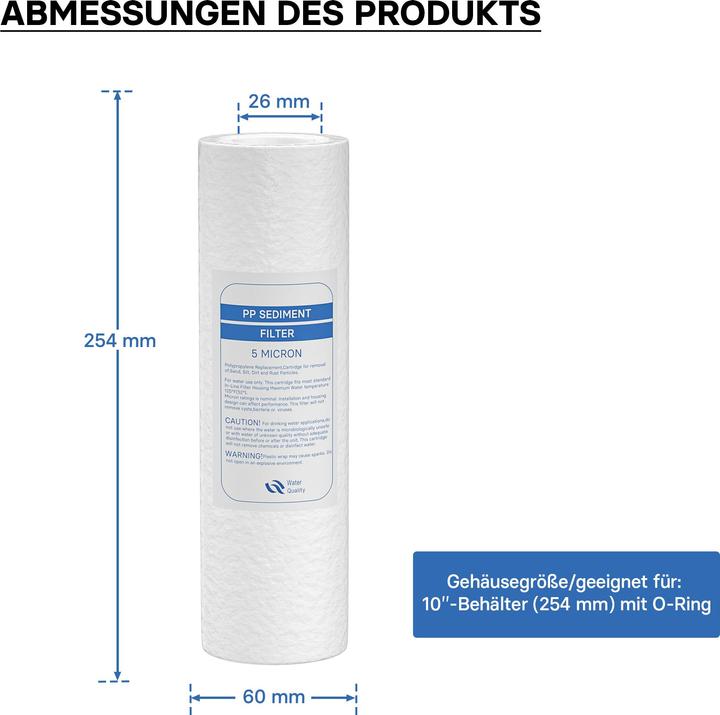 Image du produit Naturewater 10Pouces 254mm 5µ Filtre Sédiments PP