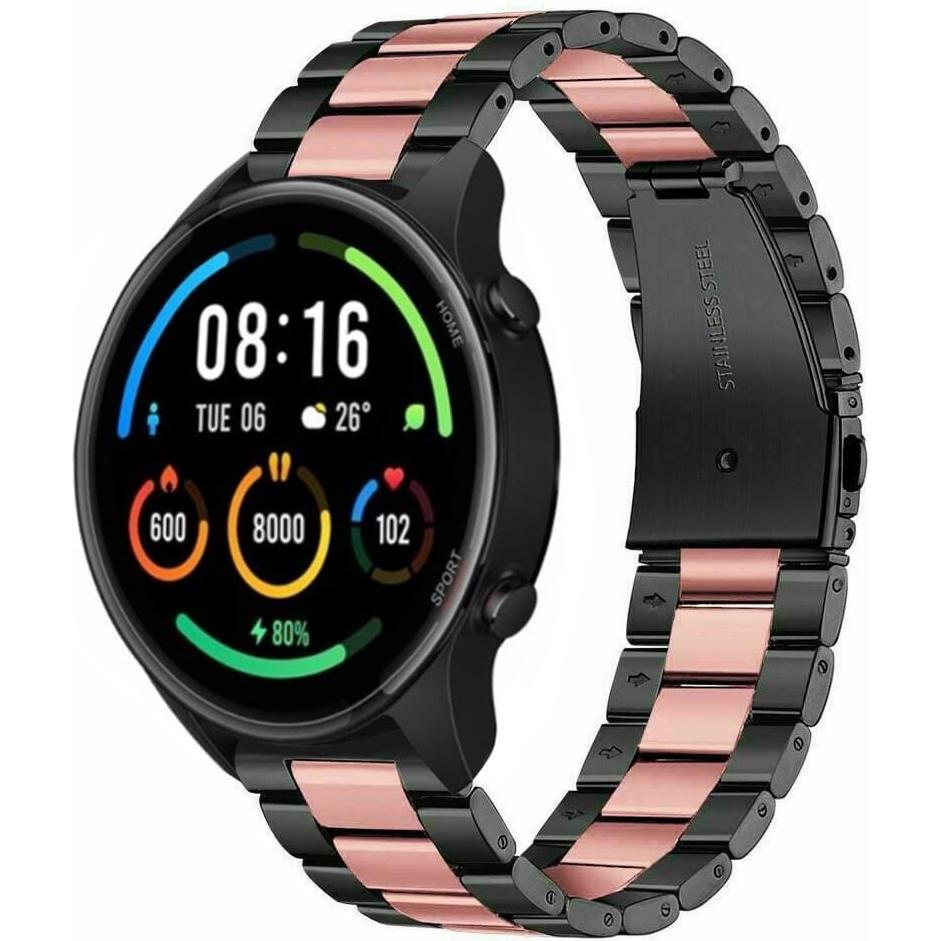 Strap-it Stahlarmband (Edelstahl, Xiaomi Mi Watch), Uhrenarmband, Schwarz, Rosa
