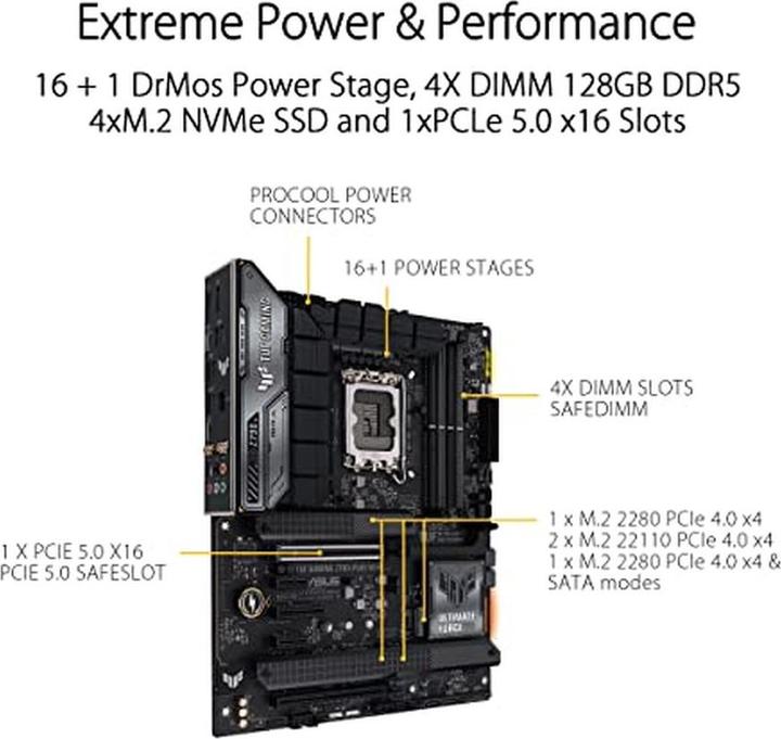 Immagine prodotto ASUS MB TUF GAMING Z790-PLUS WIFI (Intel,1700,DDR5,ATX) (LGA 1700, Intel Z790, ATX)