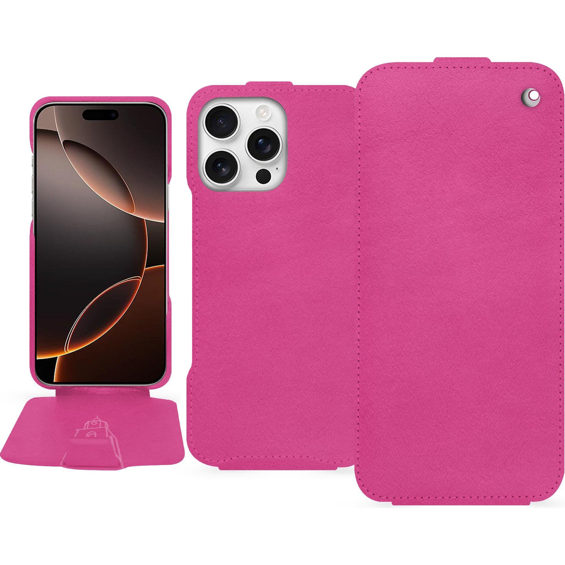 Thumbnail - Noreve Lederschutzhülle vertikal (Apple iPhone 16 Pro), Smartphone Hülle, Rosa