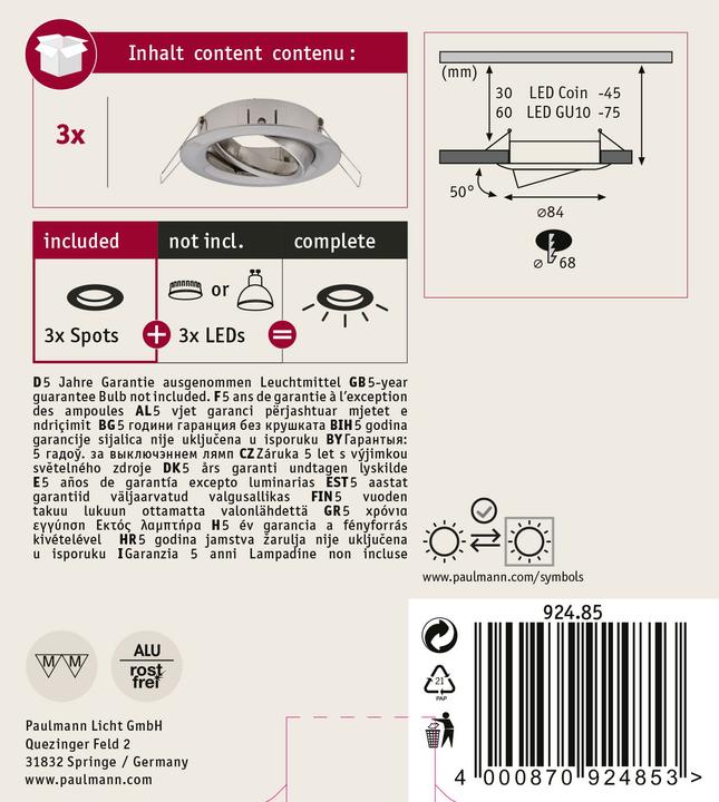 Produktbild Paulmann Einbauleuchte Choose Set