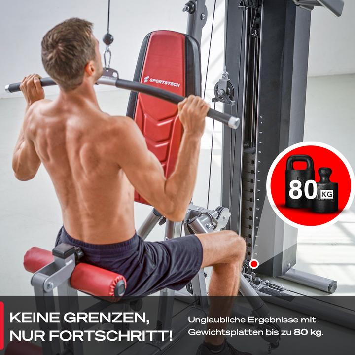 Image du produit Sportstech HGX300 - Station de musculation multifonctionnelle pour le fitness à domicile avec bloc de poids de