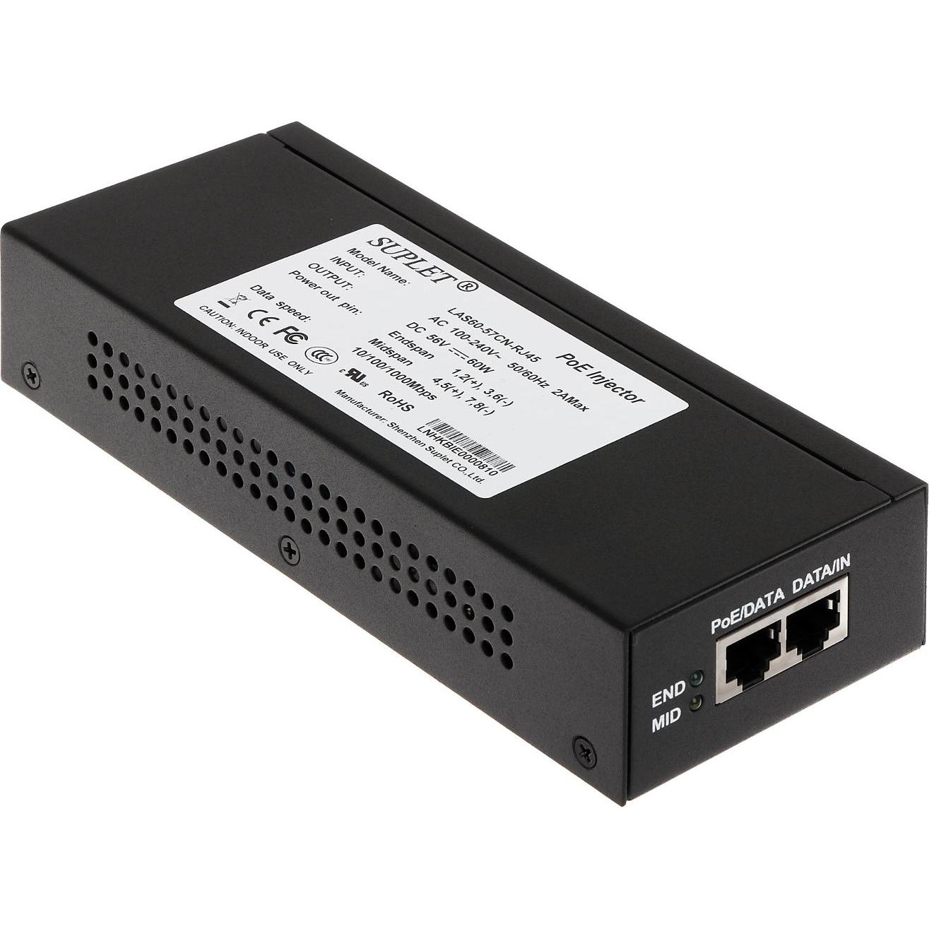 Thumbnail - Hikvision 60wpoeinjectoreu (60 W), PoE Injector