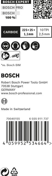 Produktbild Bosch Professional Zubehör EXPERT ‘Medium-Thick Tough Metal’ S 1155 HHM Säbelsägeblatt, 10 Stück