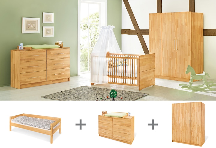 Pinolino Jugendzimmer „Natura” extrabreit gross, 3-tlg. (Wickelkommode, Kinderkleiderschrank)