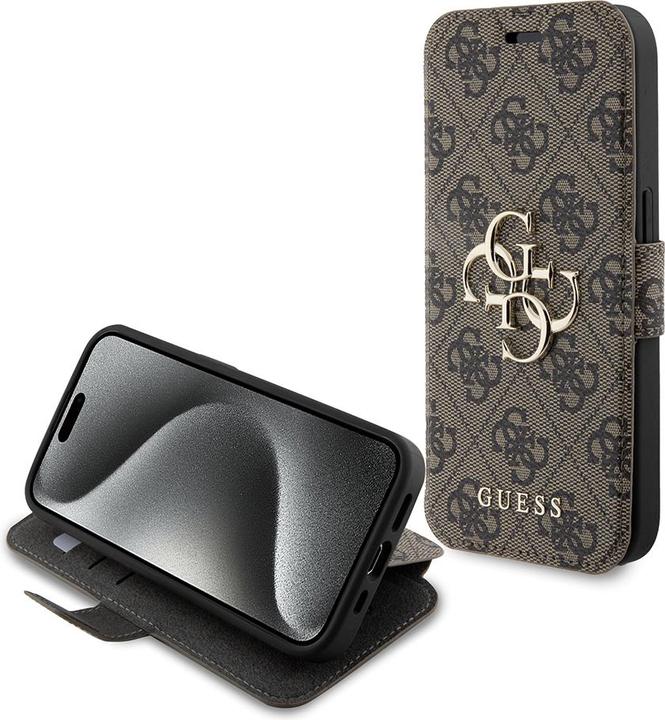 Productafbeelding Guess GUBKP15X4GMGBR iPhone 15 Pro Max 6,7" brązowy/bruin boek 4G Metal Logo (Apple iPhone 15 Pro Max)