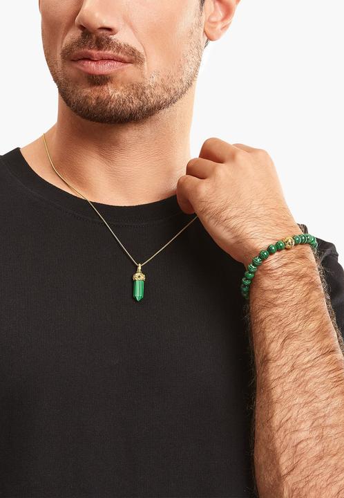 Image du produit Thomas Sabo Bracelet Beads composé de pierres vertes dorées (17 cm, Or jaune 750 plaqué or, Argent sterling 925)