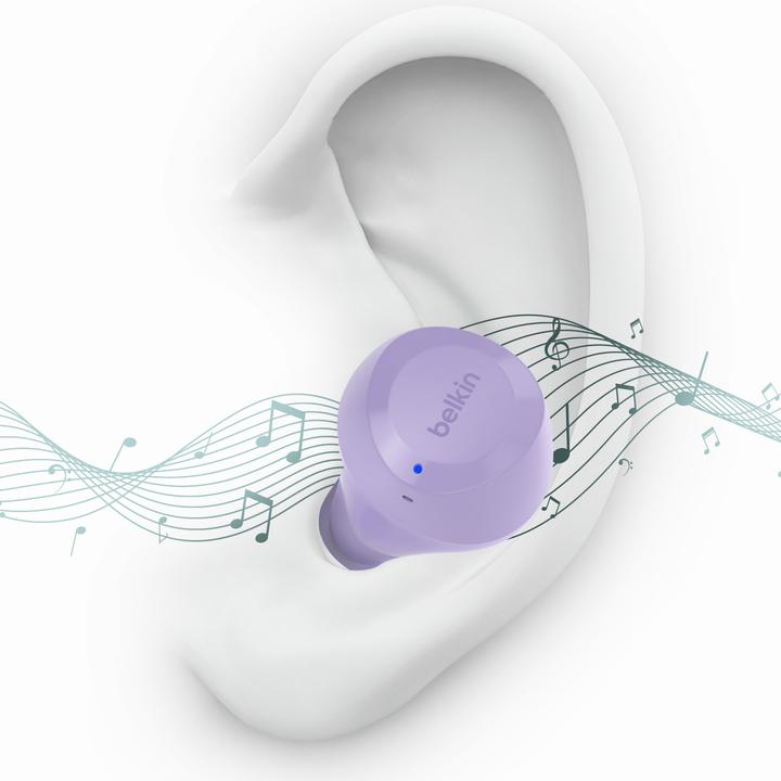 Produktbild Belkin wireless soundform bolt tws hellviolett (Keine Geräuschunterdrückung, 28 h, Kabellos)
