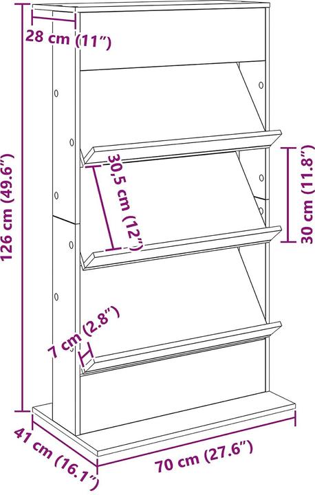 Actual product image vidaXL Zeitschriftenhalter (70 x 41 x 126 cm)