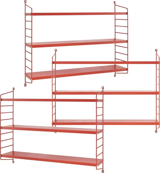 Nutritional values and ingredients En.Casa Modular wall shelf Strängnäs set of 3 red (60 x 15 x 50 cm)