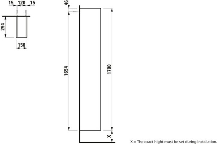 Actual product image Laufen Space tall cabinet Slim open, 4 shelves, 1700x295x150mm, H410905160