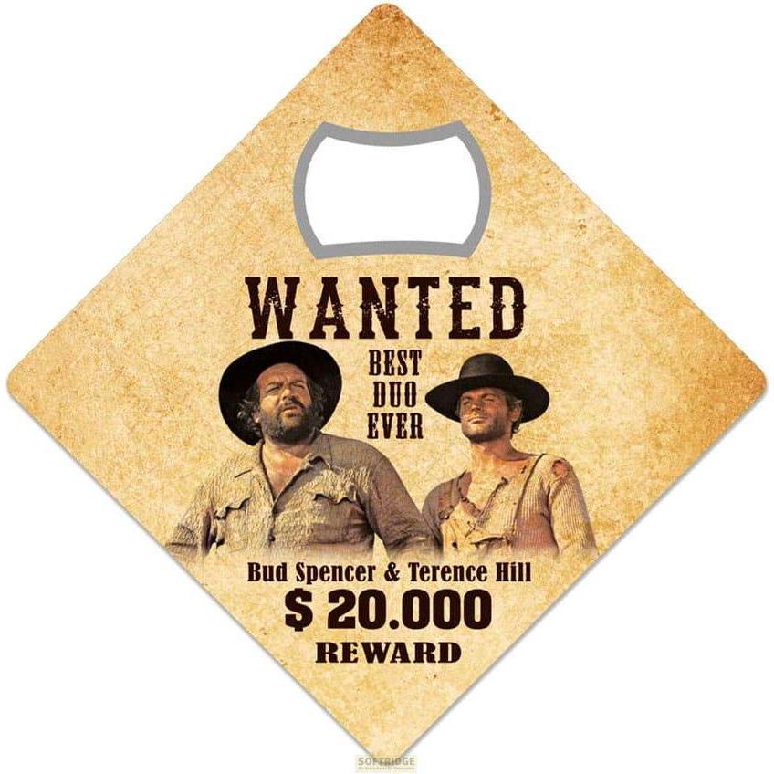 Blechwaren Fabrik Braunschweig Bud Spencer & Terence Hill Flaschenöffner Magnet Wanted, Flaschenöffner