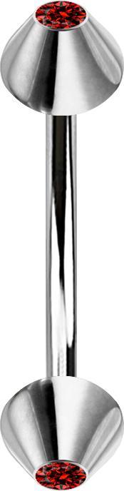 Produktbild Star Piercing Micro Banane silber mit zwei Cones Kristall rot (ohne Messing, Chirurgenstahl 316L)