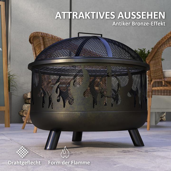 Produktbild Outsunny Feuerschale Metall Schwarz (61 cm)