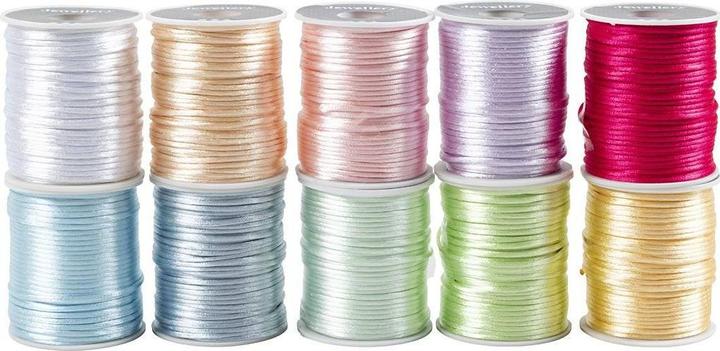 Produktbild Creativ Company Satinband 2 mm x 50 m, mehrfarbig sortiert (Geschenkband, 10 x)