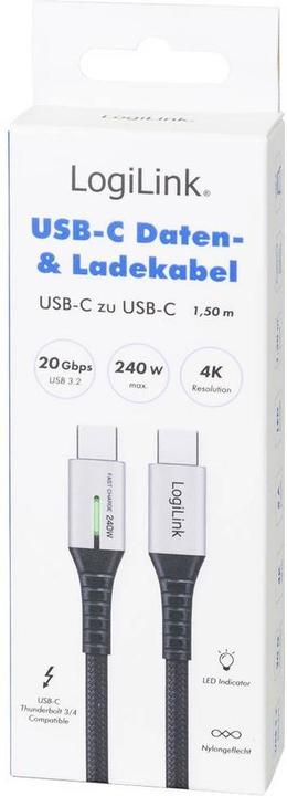 Immagine prodotto LogiLink Prüfen (1.50 m, USB 3.2 Gen 2x2, 240 W)