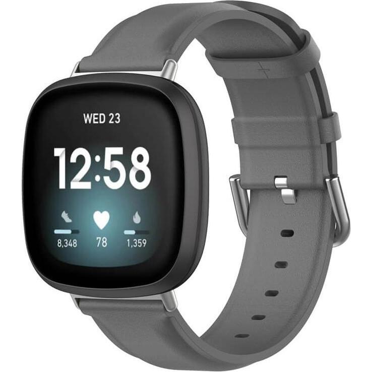 Cover-Discount Fitbit Versa / Sense - Lederarmband grau (Kunstleder, Versa 3, Sense), Uhrenarmband, Grau
