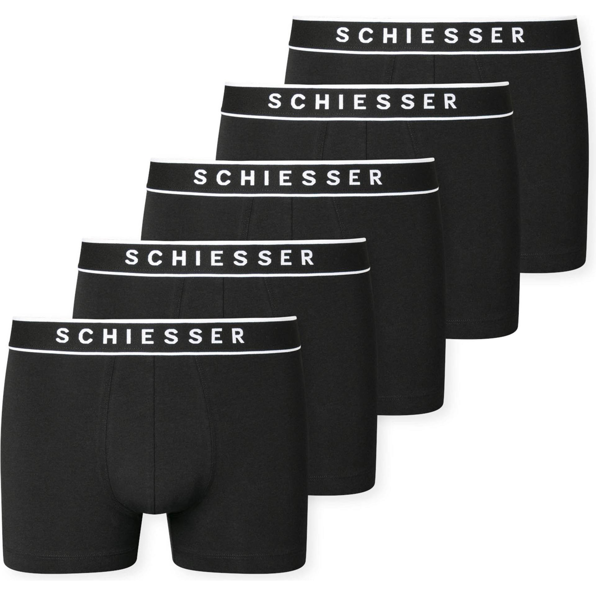 Schiesser, Herren, Unterhosen, 5PACK Shorts, Schwarz, (XL, 5er Pack)