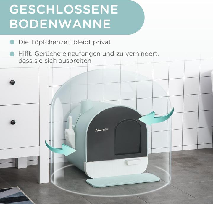 Produktbild PawHut Katzentoilette mit Holzbeine (Katzenklo geschlossen)