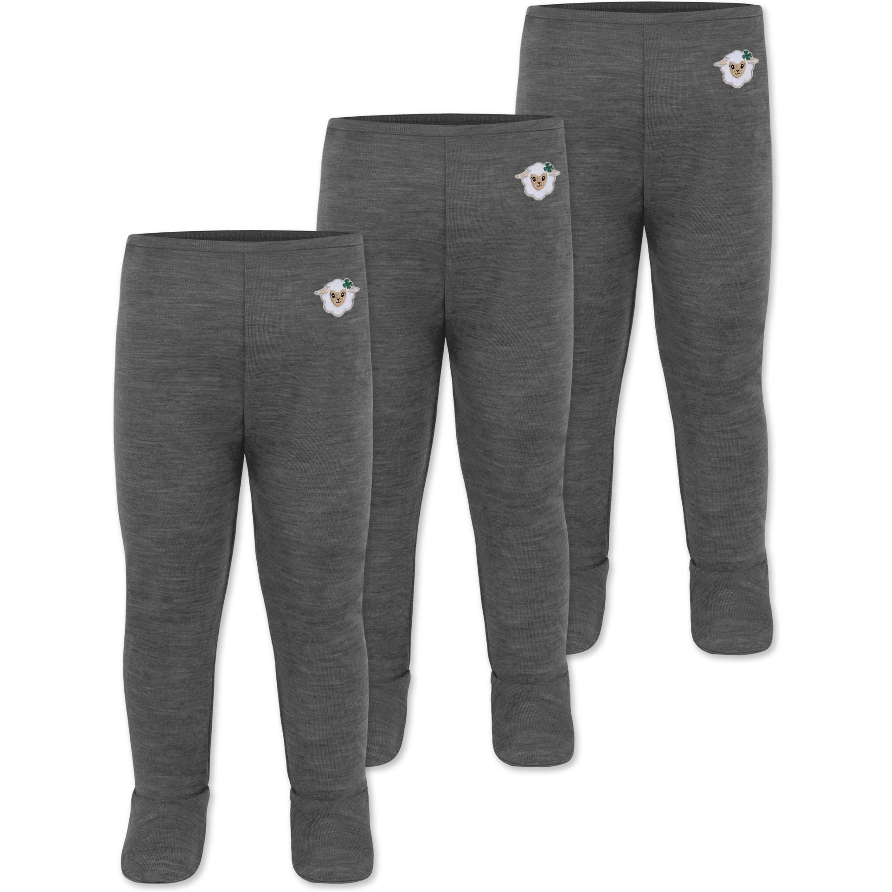 Normani, Herren, Hosen, 3er Pack Baby Merino Hose mit Füssen - 9541, Grau, (92)