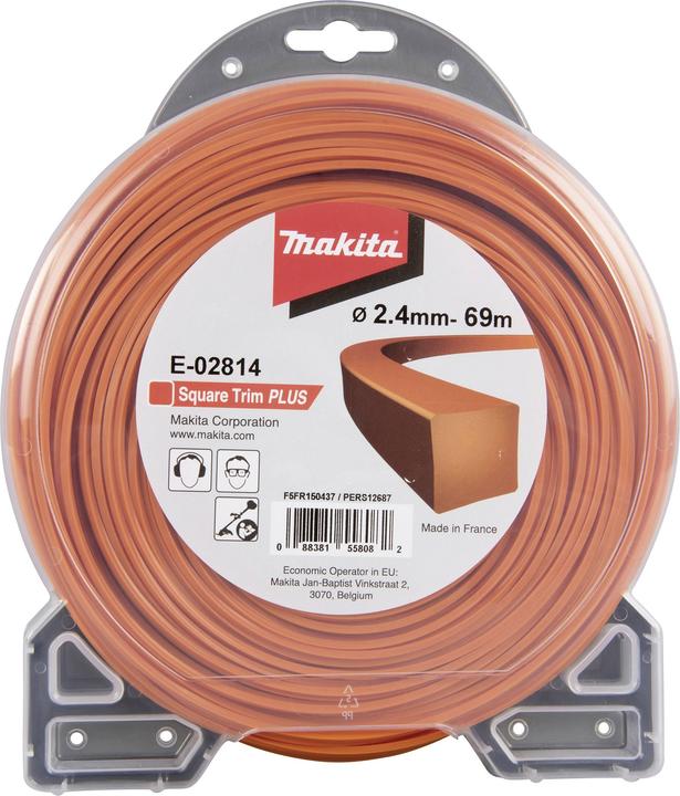 Makita Fil de coupe carré 2,4mmx69m (Tondeuse à gazon, Fil de coupe + bobine de fil)
