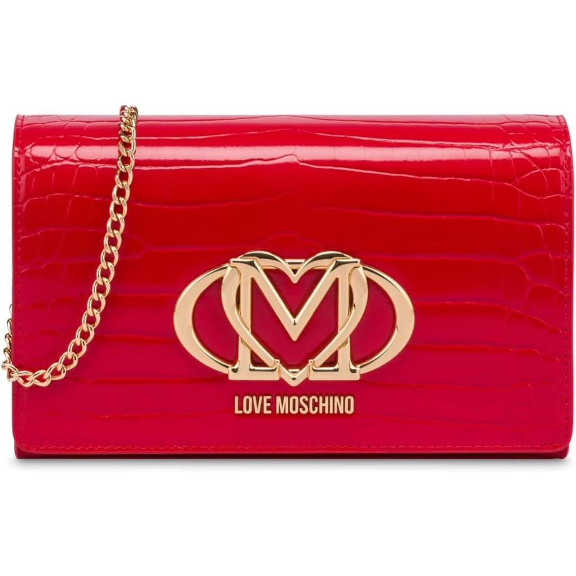 Love Moschino, Vrouwen, Handtas, Handtasche Schultertasche Kleine Krokoprägung, Rood