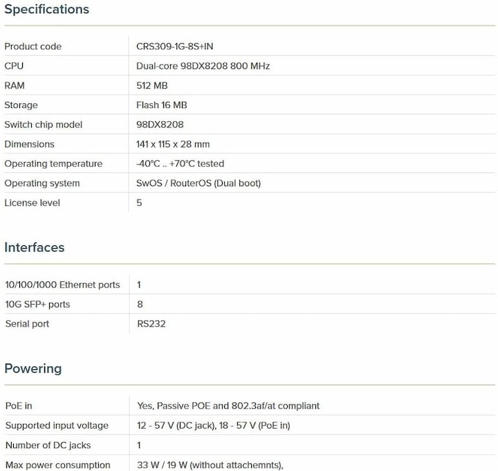 Actual product image MikroTik CRS309-1G-8S+INL (9 Ports)