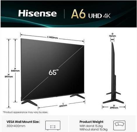 Produktbild Hisense 65 A69Q 4K UHD SMART VIDAA (65A69Q) (3840 x 2160 Pixel, 65")