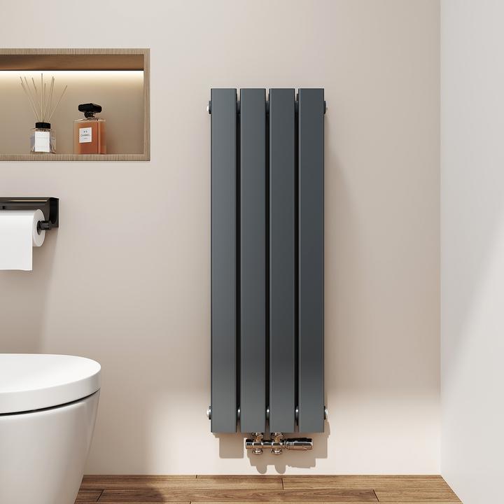Produktbild Emke Heizkörper, Flachheizkörper mit Zentralanschluss, Anthrazit 90x30cm 446W Doppellagig (446 W)
