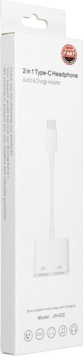 Actual product image OEM Converter Adaptor AUX 2in1 Type C (male) to Type C (female) / Type C (female) BOX black (DAC) (USB-C, USB-C)