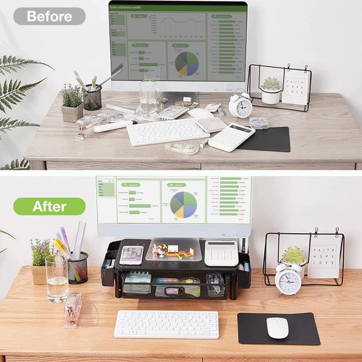 Produktbild Techly Ergonomischer Monitorständer mit Schublade 3-fach höhenverstellbarer Hersteller: (ICA-MS-114)