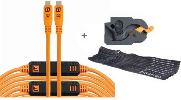 Actual product image Tether Tools LeverLock&Cable Kit Optima 10G gerade orange 9,2m