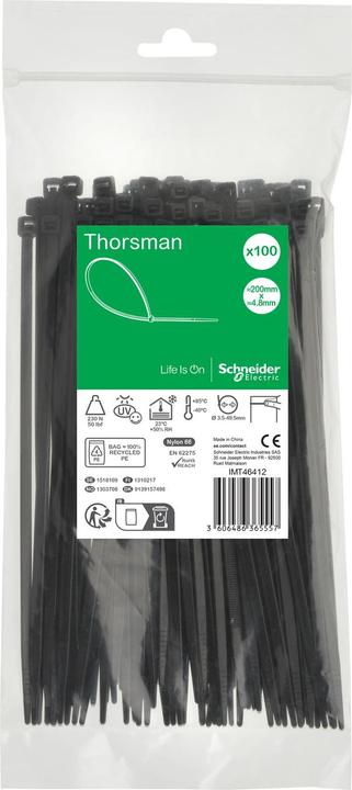 Actual product image APC Cable ties 200X4.8 PU 100 Colour black (Plastic cable ties, 200 mm, 100 pcs.)