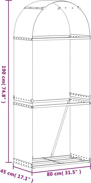 Image du produit VidaXL Kaminunterstand (80 x 45 x 190 cm)