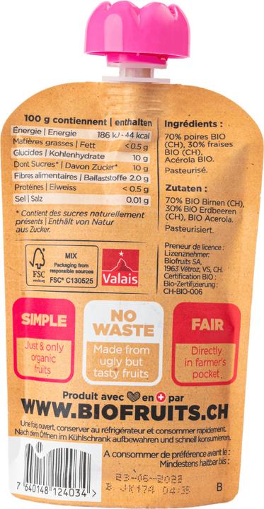 Immagine prodotto Biofruits Composta di fragole e pere (100 g)