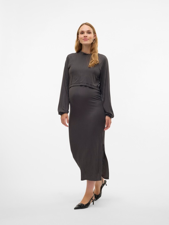 Actual product image Mamalicious Mltrinity June Ls Jrs Midi Dress 2f (S)