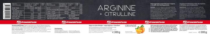 Nutritional values and ingredients Powerfood Arginine + Citrulline (1 Piece, Powder, 300 g)