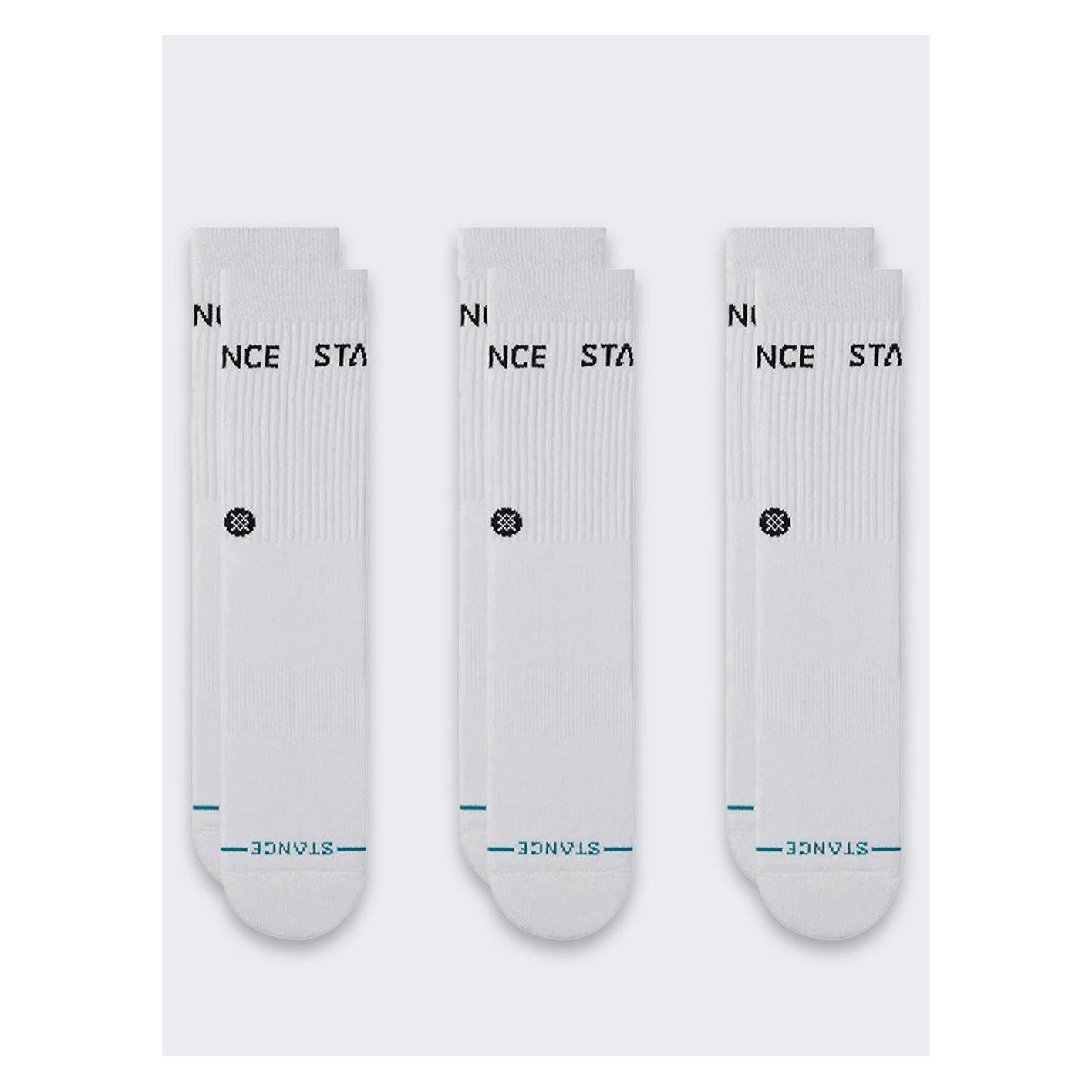Stance, Herren, Socken, Origin Crew Socken 3 Paar Weiss, Weiss, (3er Pack, L)