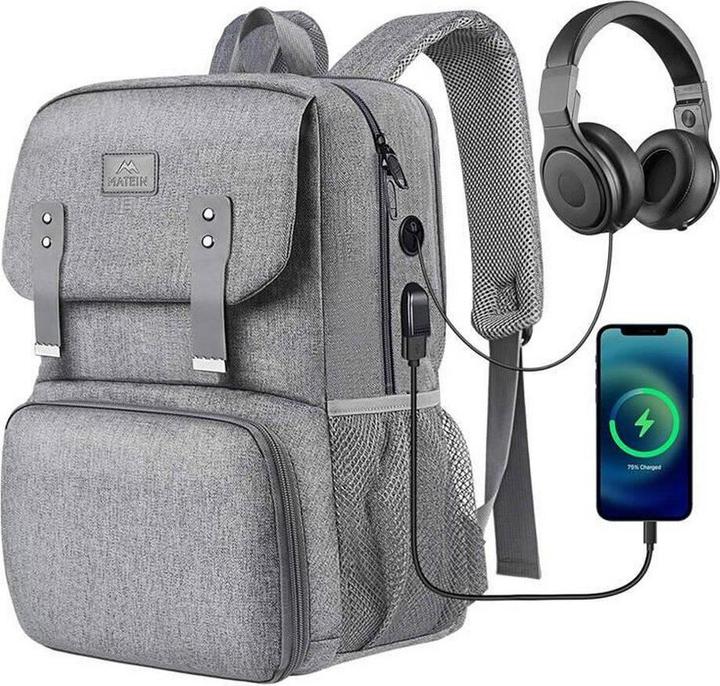 Produktbild Matein Laptop Backpack / Lunch Bag 15.6" 1161 USB Grey (23 l)