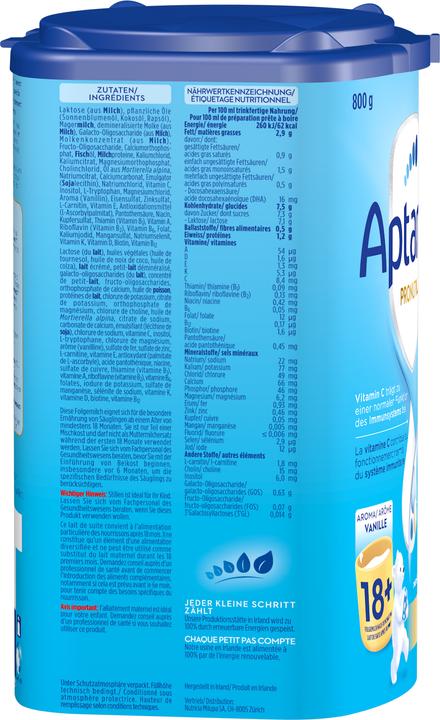 Valori nutrizionali e ingredienti Aptamil Box mensile Pronutra Junior 18+ (3200 g, a partire da 18 m.)