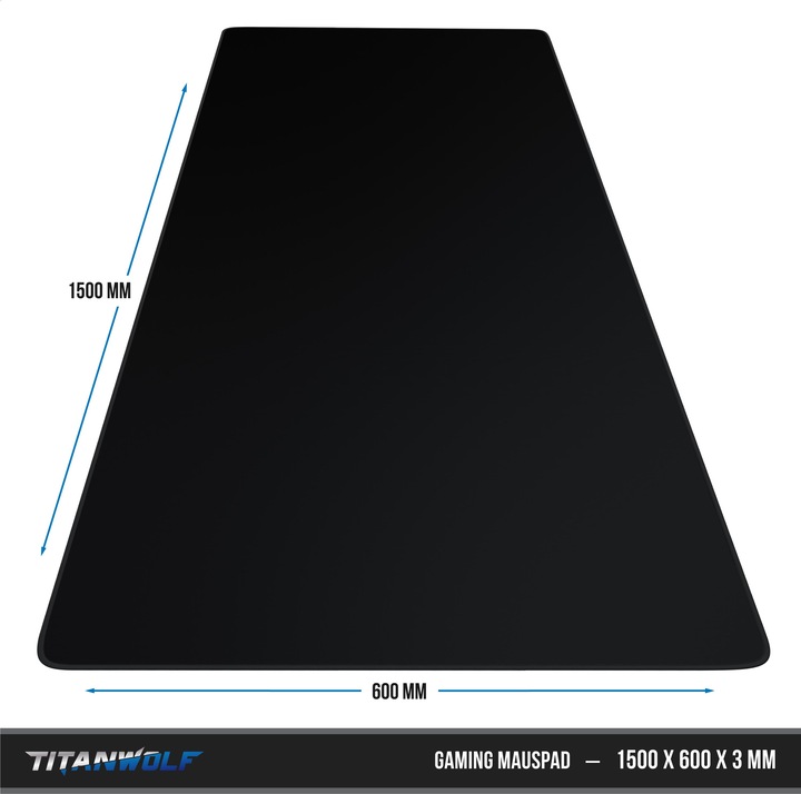 Actual product image Titanwolf Gaming mouse pad, XXXL speed gaming mouse mat, mouse pad extra large surface of 1500 x 600mm, black (XXL)